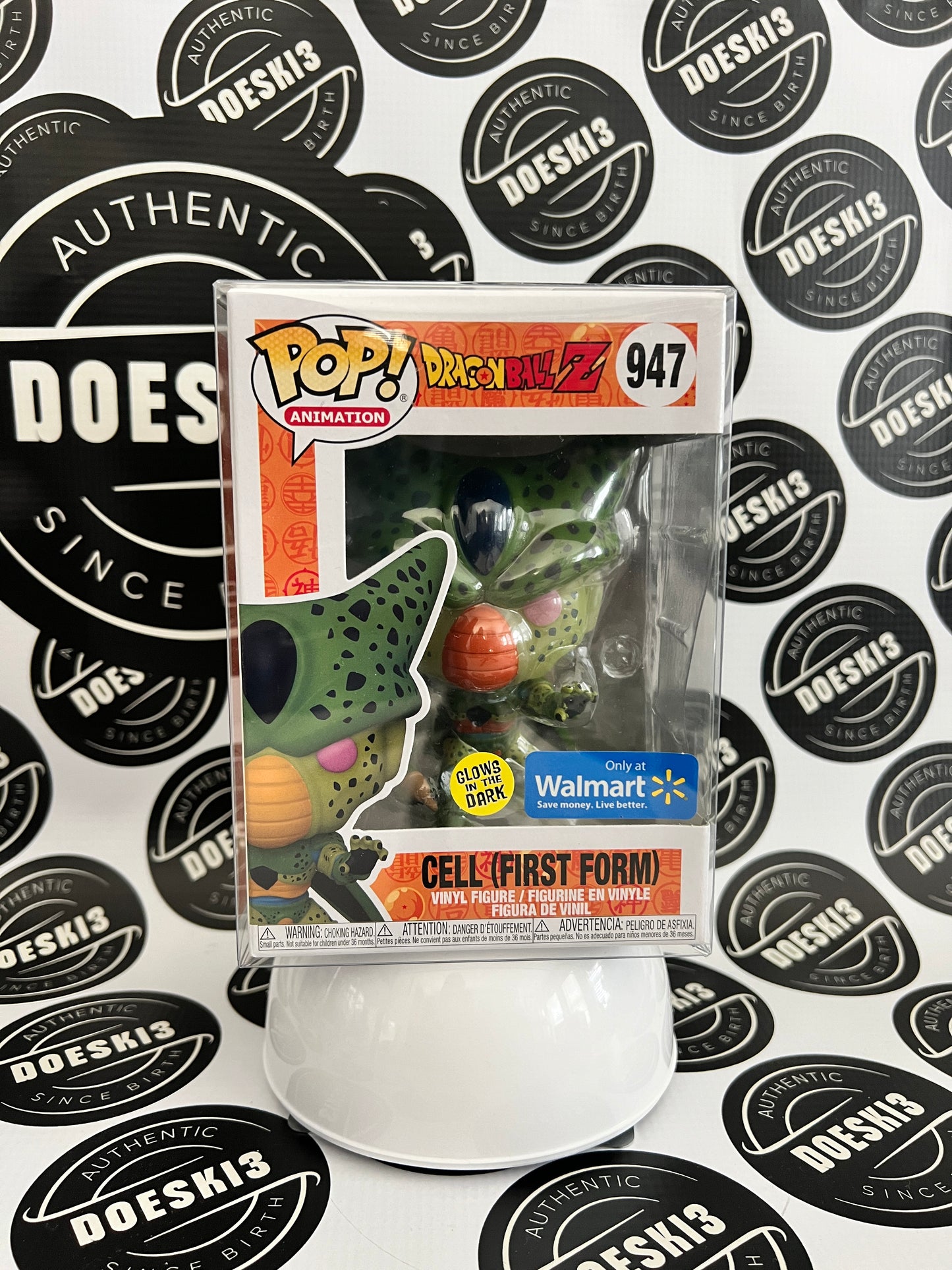 Funko Pop! Dragon Ball Z CELL (FIRST FORM) GITD Glow Walmart Exclusive W/Protector