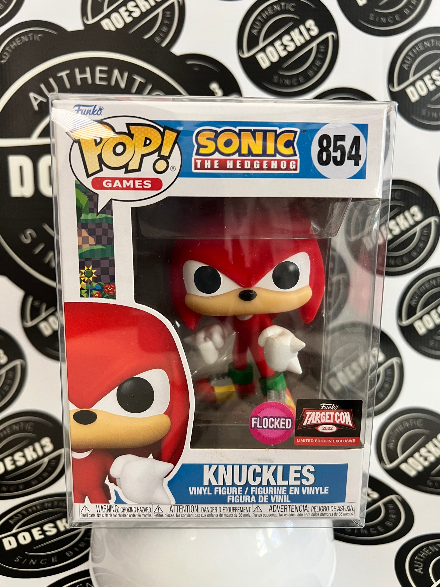 Funko Pop! Sonic The Hedgehog Knuckles Flocked #854 Targetcon Exclusive W/Protector