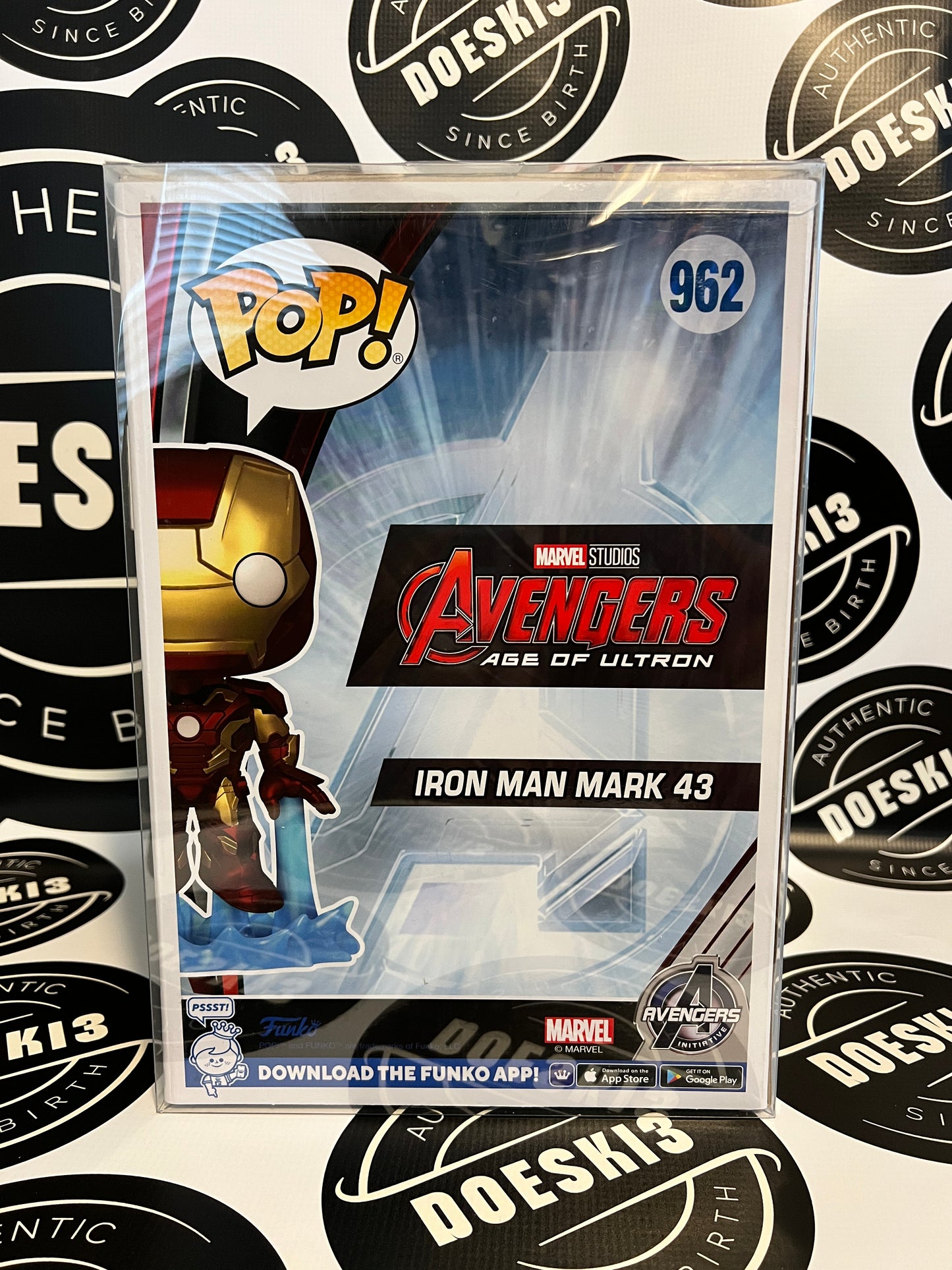 Funko Pop! Marvel Iron Man Mark 43 #962 (10in Jumbo) (Glows in the dark GameStop Exclusive) W/Protector