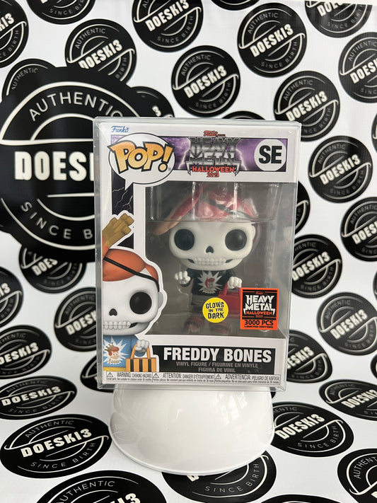 Funko POP! NYC Heavy Metal Halloween 2023 Freddy Bones (GITD) LE 3000 W/Protector