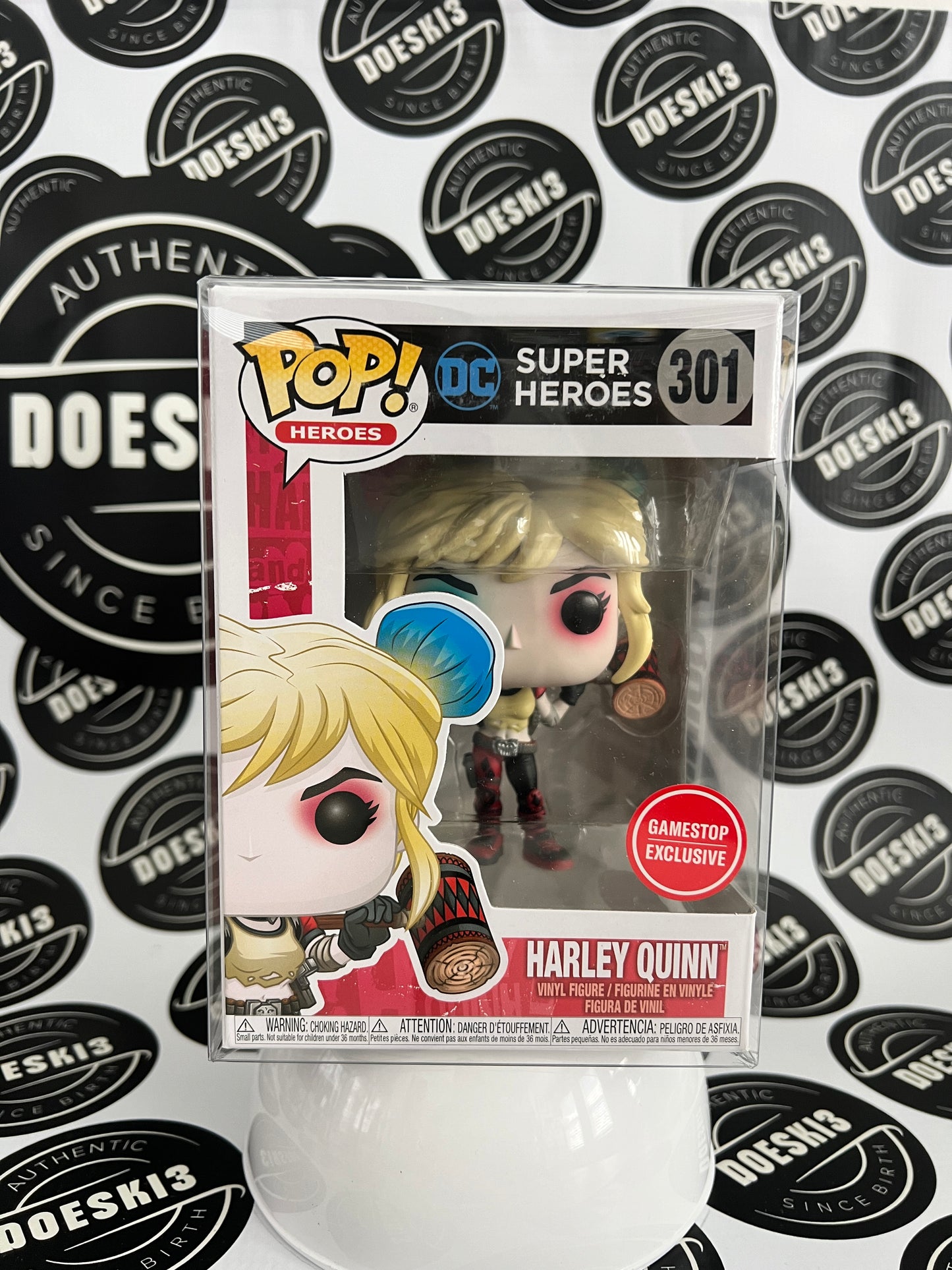 Funko Pop! DC Super Heroes - Harley Quinn With Mallet #301 GameStop Exclusive W/Protector