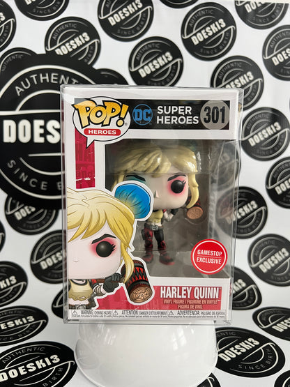 Funko Pop! DC Super Heroes - Harley Quinn With Mallet #301 GameStop Exclusive W/Protector