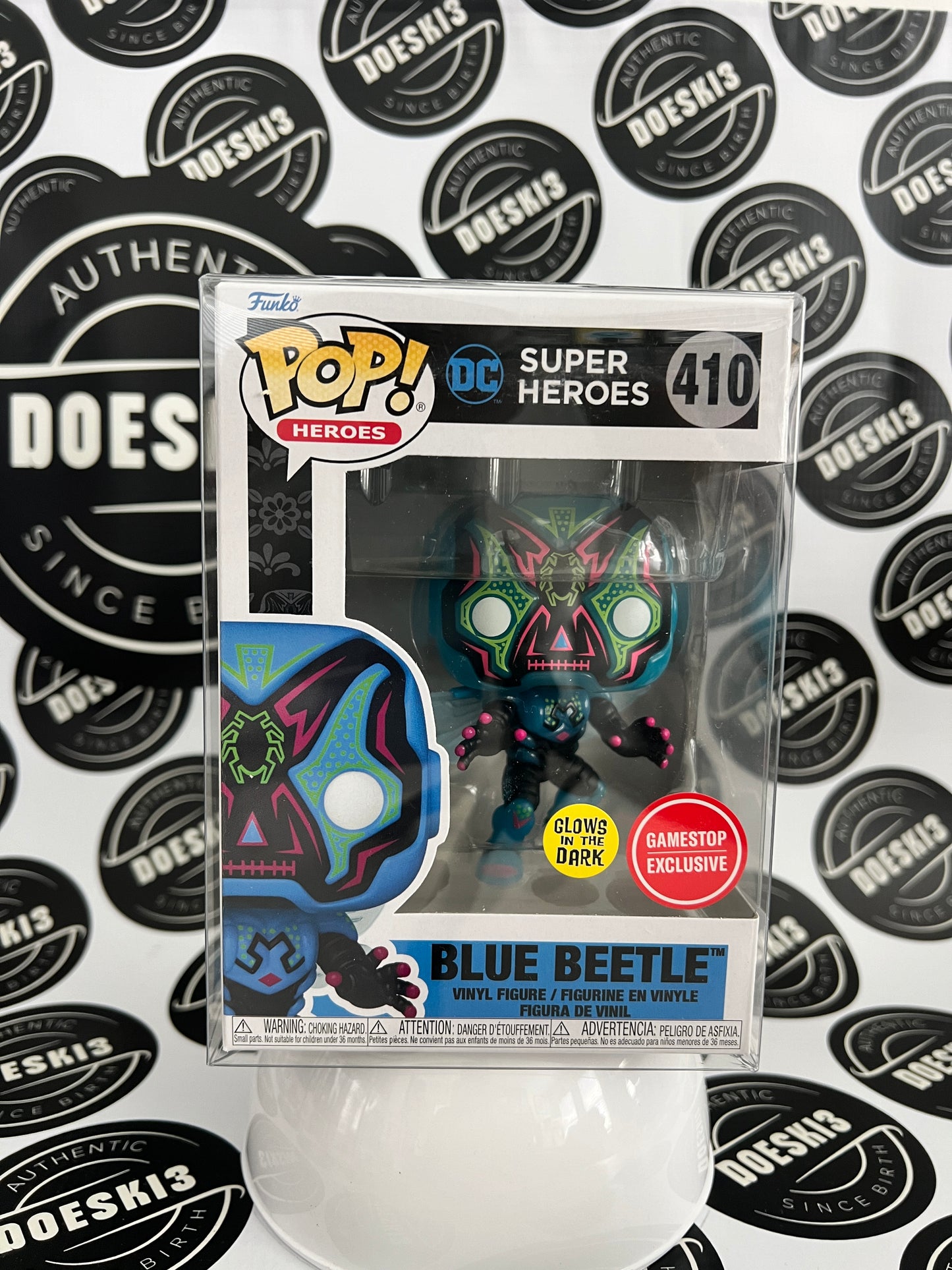 Funko Pop! Blue Beetle #410 DC Superhero Gamestop Exclusive (GITD) W/Protector