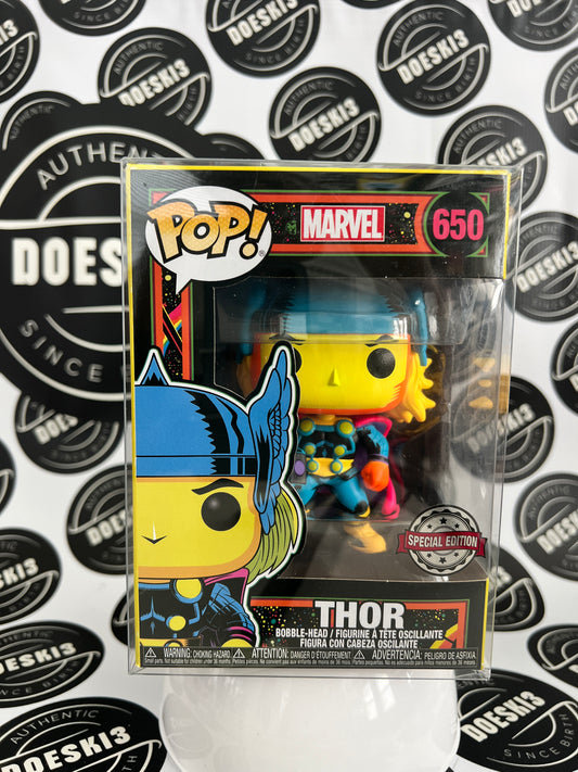 Funko POP! Marvel: Avengers Black Light Thor #650 Special Edition W/Protector