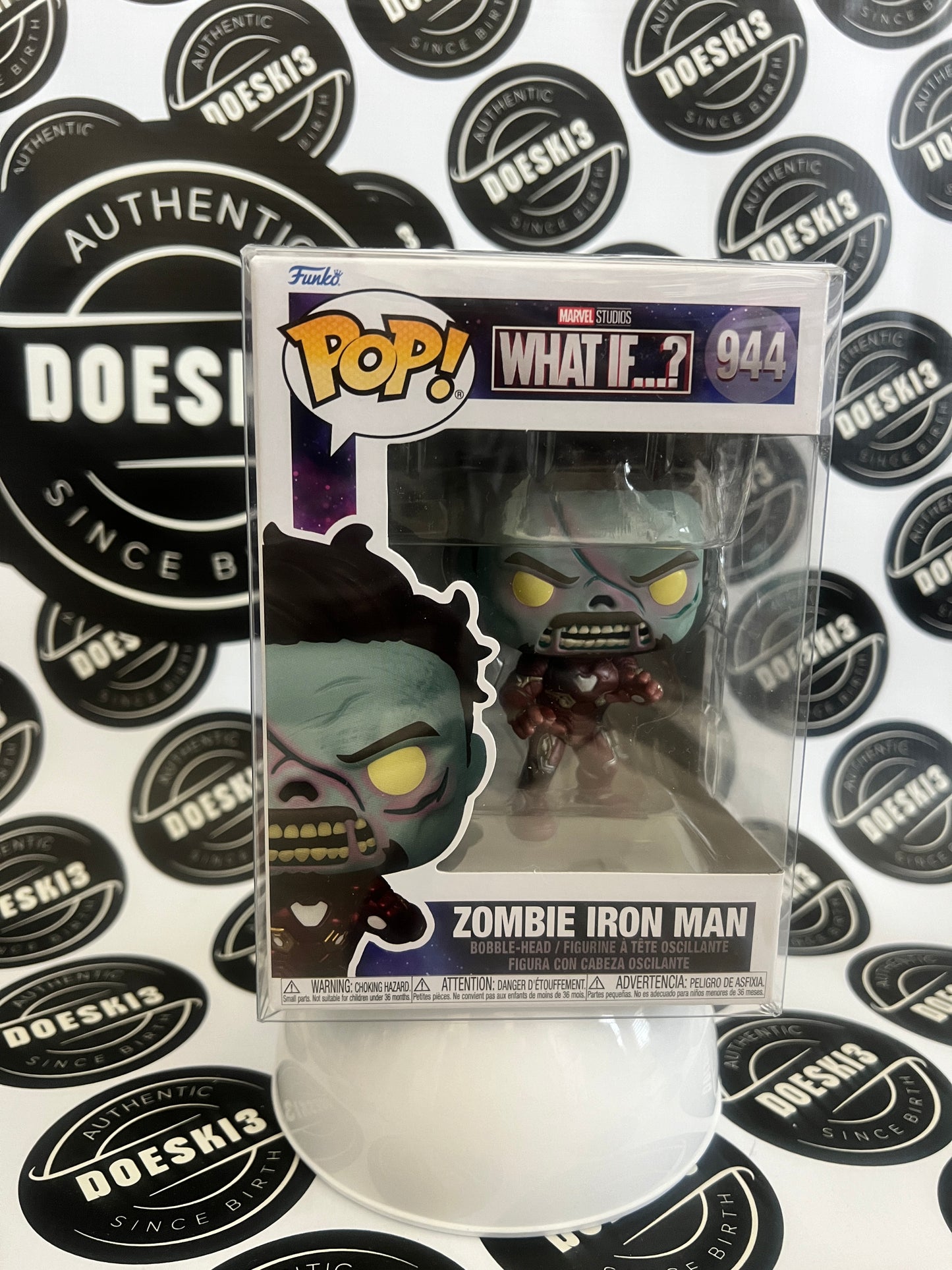 Funko Pop Marvel Studios What if Zombie Iron Man #944 W/Protector