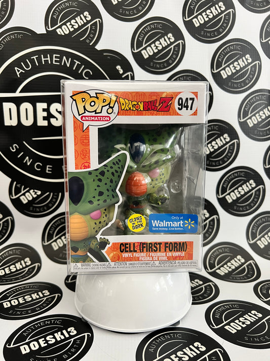 Funko Pop! Dragon Ball Z CELL (FIRST FORM) GITD Glow Walmart Exclusive  W/Protector