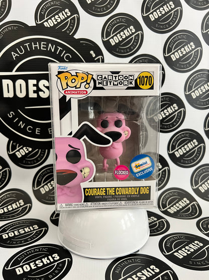 Funko Pop! Cartoon Network Courage The Cowardly Dog #1070 Flocked (Gemin Exclusive) W/Protector