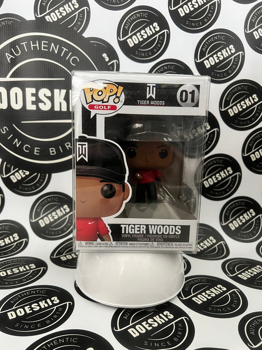 Funko Pop! Golf Tiger Woods #01 Red Shirt Fist Pump W/Protector