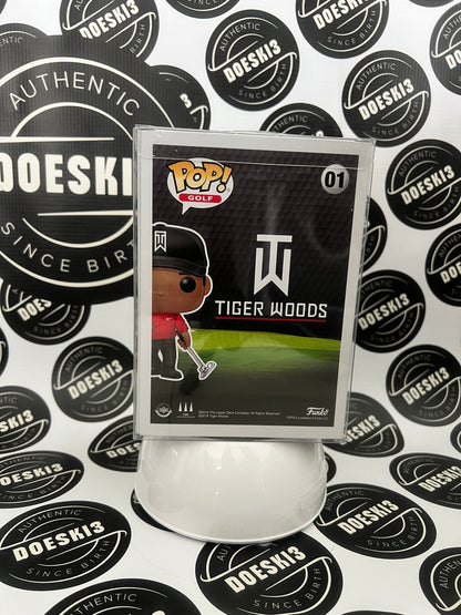 Funko Pop! Golf Tiger Woods #01 Red Shirt Fist Pump W/Protector