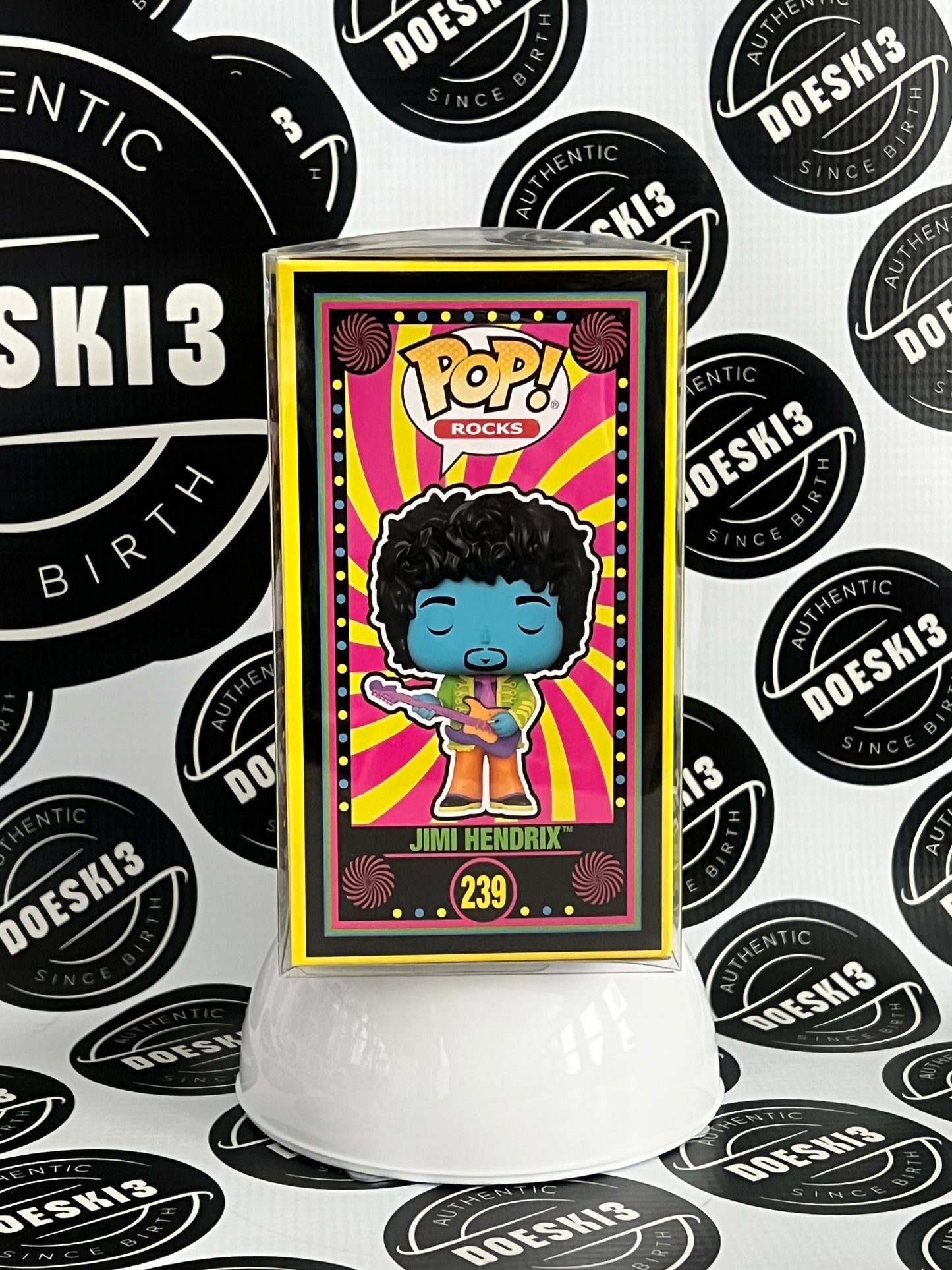 Funko Pop! Rocks Jimi Hendrix #239 Black Light Funko Exclusive W/Protector