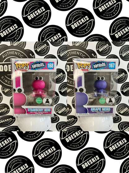 Funko Pop! Purple Grape Nerd #167 & Strawberry Nerd #168 Scented Exclusive W/Protector