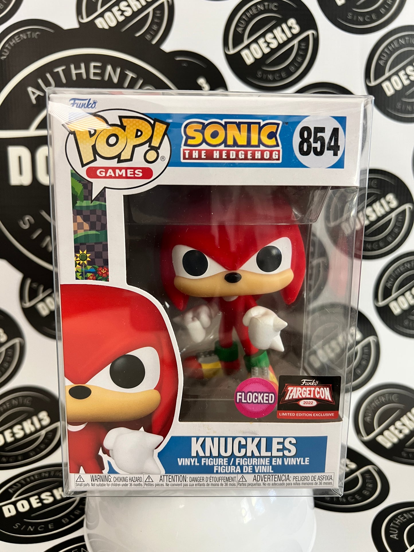 Funko Pop! Sonic The Hedgehog Knuckles Flocked #854 Targetcon Exclusive  W/Protector