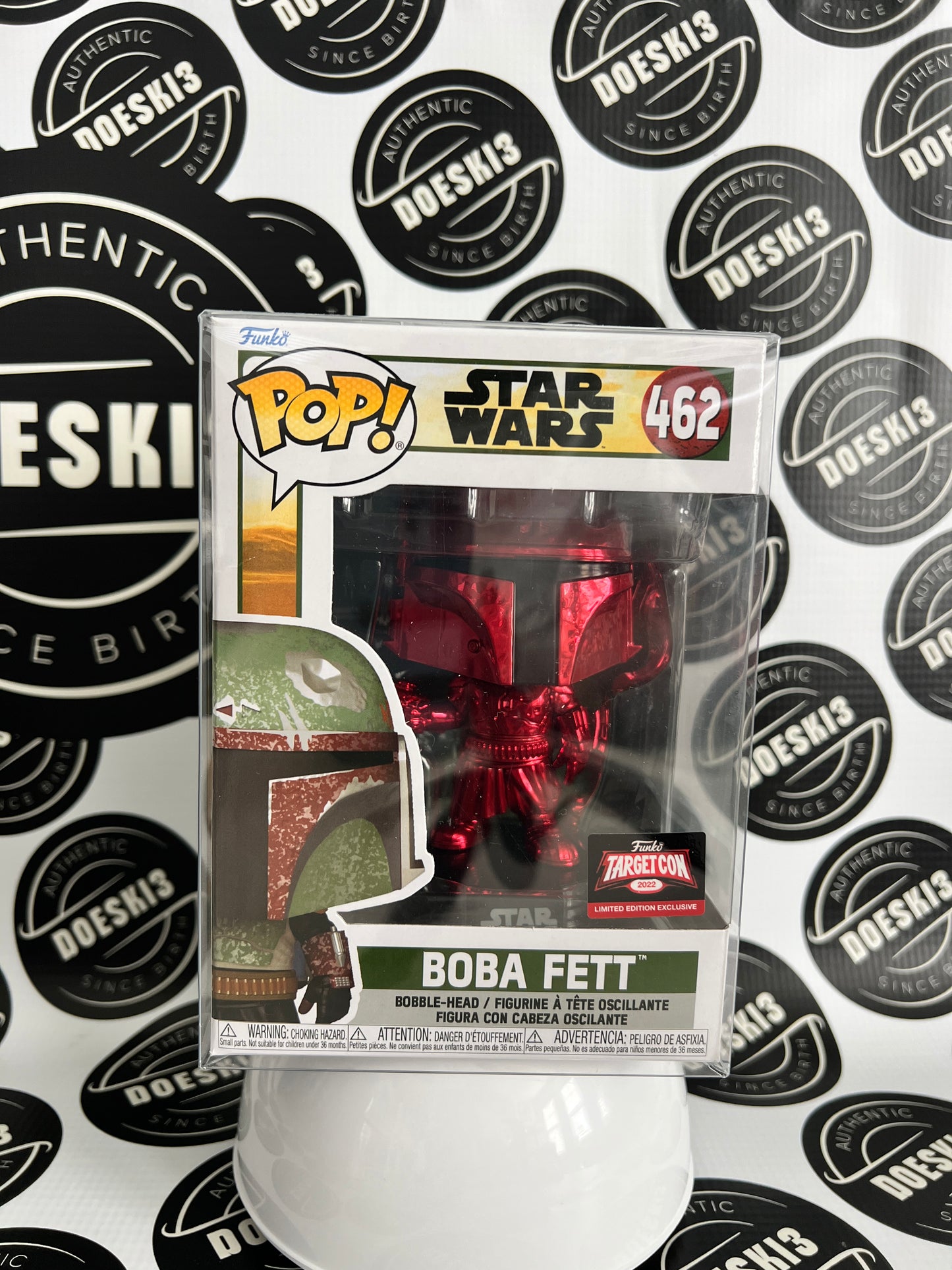 Funko Pop! Star Wars - Boba Fett #462(Red Chrome) Target Con Exclusive W/Protector