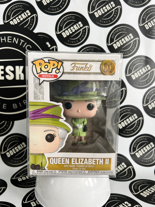 Funko Pop! Royals Queen Elizabeth II  #01(Green Outfit) W/Protector