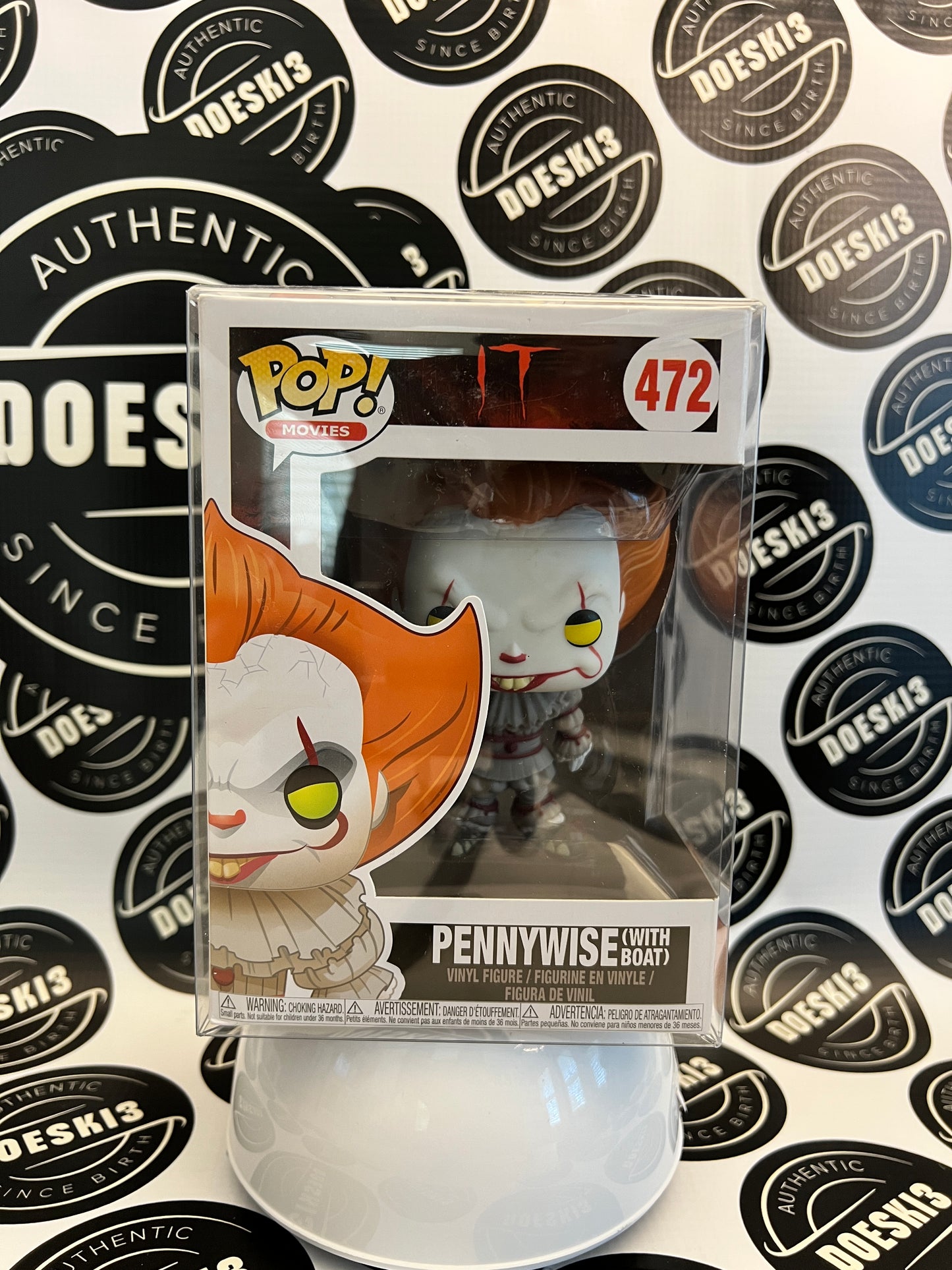 Funko Pop! Movies IT  Pennywise (With Boat) Yellow eyes #472 W/Protector