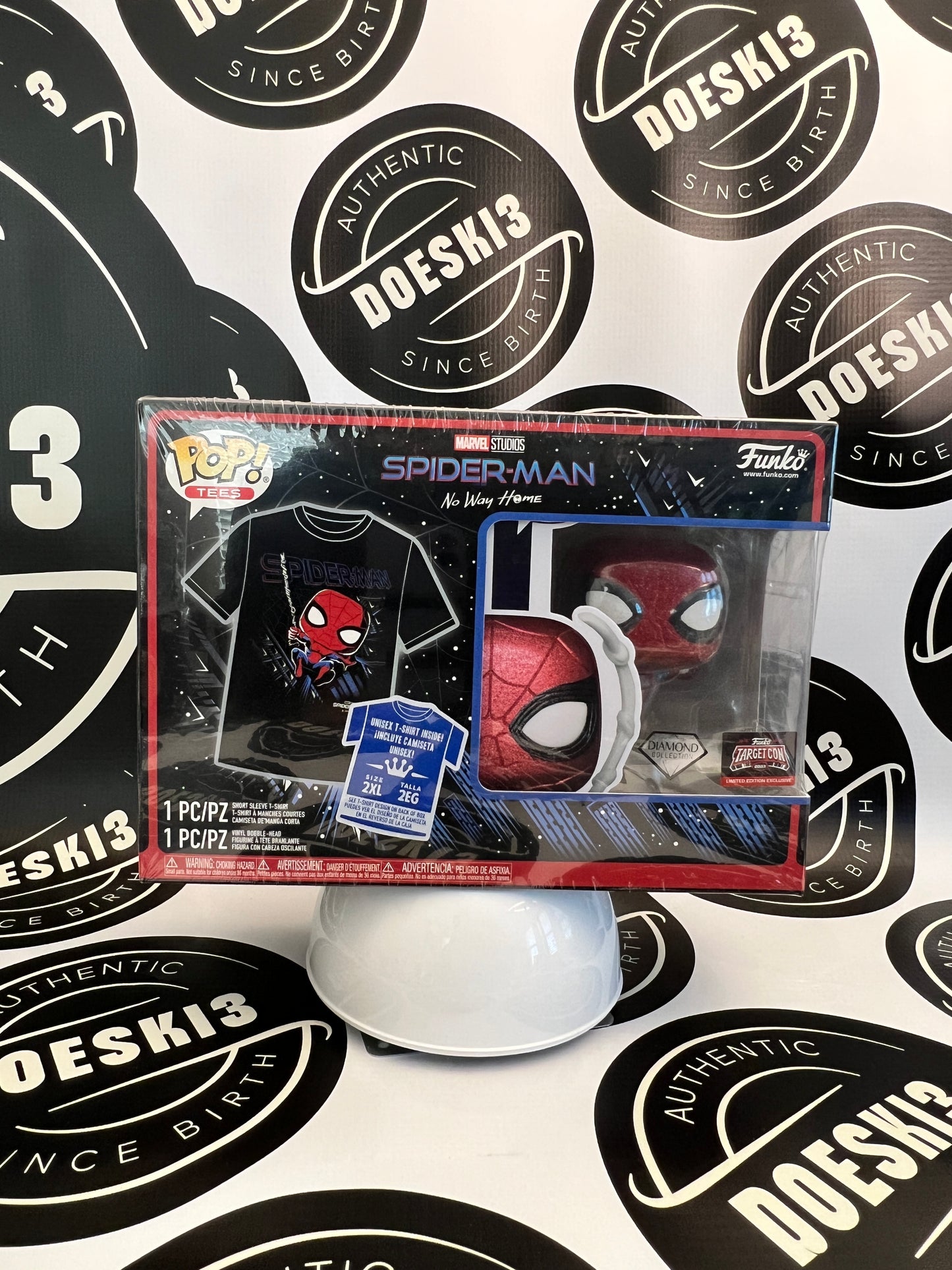 Funko Pop! No Way Home Spider Man Diamond w/tee Target Con Exclusive 2X