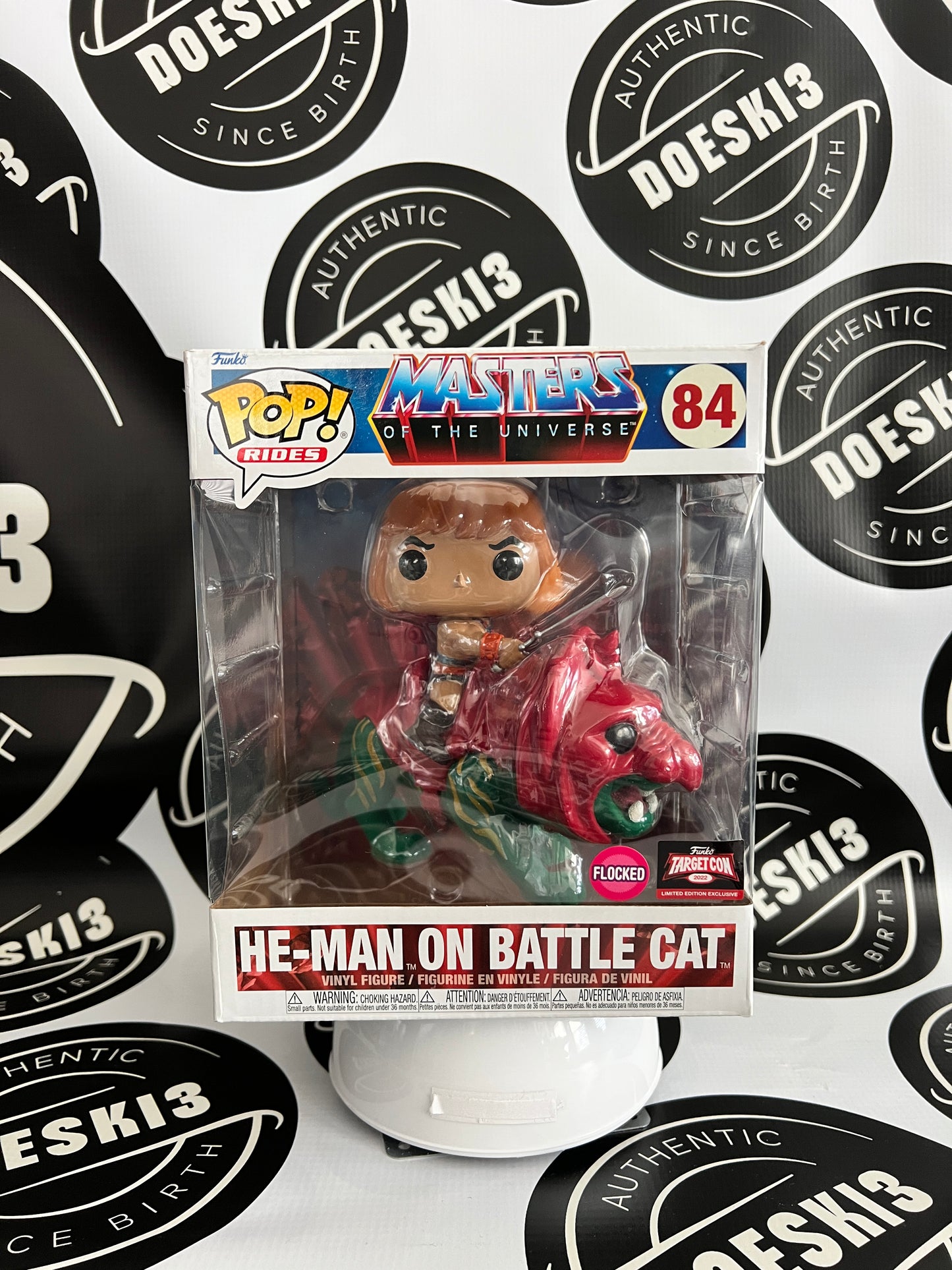 Funko Pop! He-Man on Battle Cat #84 Masters Of The Universe Flocked TargetCon