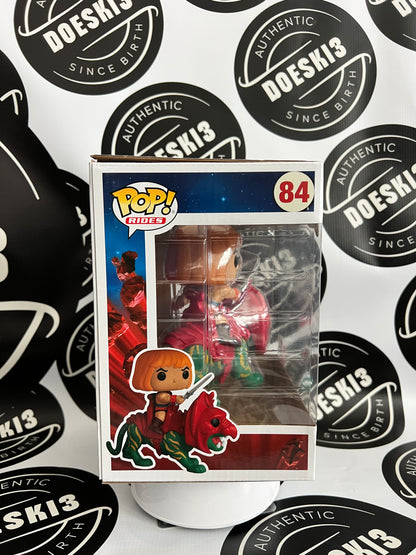 Funko Pop! He-Man on Battle Cat #84 Masters Of The Universe Flocked TargetCon